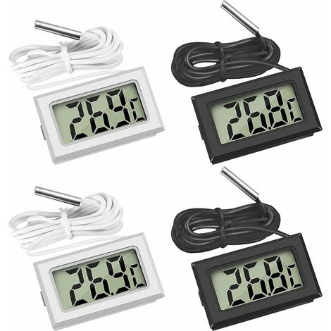 Mini-Digital-LCD-Temperaturthermometer mit Temperaturfühler-Sensortester, Guazhuni (2X Schwarz 2X Weiß),Dolaso
