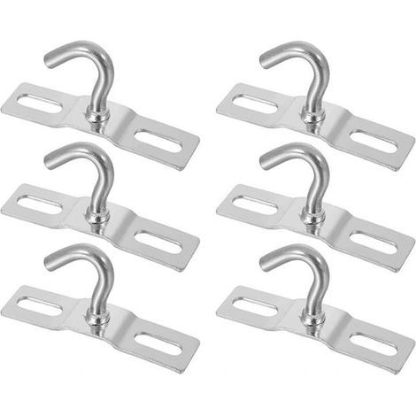 Set mit 6 Deckenleuchtenhaken mit stabilem Edelstahlfuß und Schrauben zum Aufhängen von Lampen, Pflanzen und Körben.