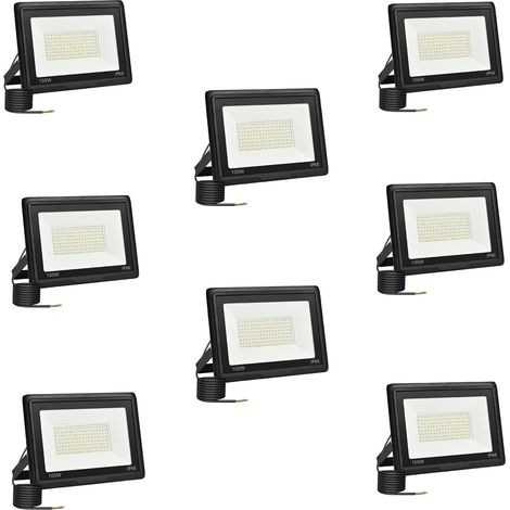 8 Pièces Projecteur Led Extérieur 100W, Spot Led Exterieur 10000LM 6000K Blanc Froid IP66 ImperméAble Projecteur Exterieur Pour Jardin Garage Patio Grange Cour