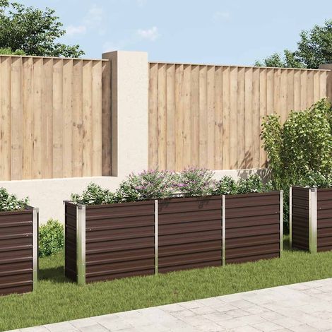 Lit surélevé de jardin Acier galvanisé 240x40x77 cm Marron vidaXL