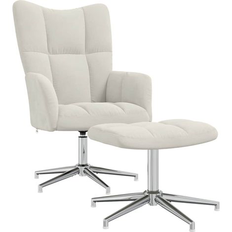 Maison Exclusive - Relaxsessel mit Hocker Cremeweiß Samt