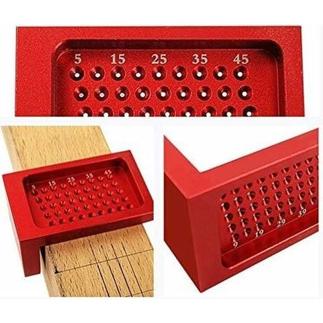 Precision Woodworking Tools, Wood Grinder, Hole Measuring Ruler, Hole Positioning Metric Measuring Ruler, Aluminum Alloy Head Shaped Tool (1/5)