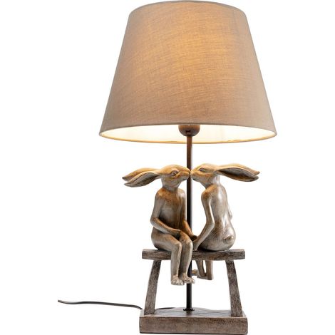 Lampe à Poser Animal Bunny Love, Lapin, Marron, Abat-jour Lin, Lampe de Table, Lampe de Chevet, Deco Intérieur, Decoration Chambre, Salon, Bureau, 53x31x31 cm, Ampoule Non Incluse (1/5)