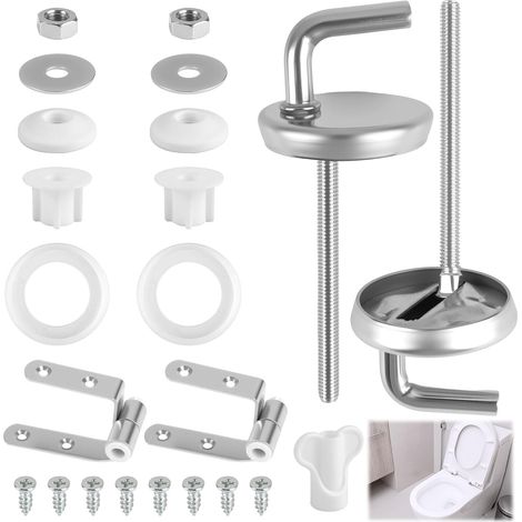 2 fissaggi universali per cerniere WC, cerniere per sedili WC, kit di fissaggio universale in acciaio per sedili WC, accessori in gomma per sedili WC in plastica Duroplast