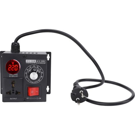 Régulateur de tension électronique 5000 W Thyristor LED Affichage numérique Contrôleur de vitesse variable en continu pour ventilateur de moteur Prise UE Entrée 220 V Sortie 10-220 V
