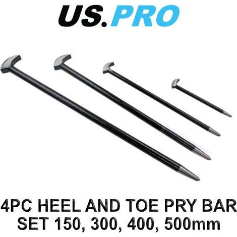 US PRO Pry Bars 4pc Heel Toe Bar Set Podgers Toe 150 300 400 500mm Prybar 6857 (1/3)