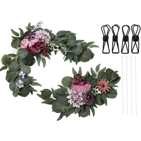 Lot de 2 décorations florales de mariage en forme de rose, réalistes, aux couleurs vives et inodores, pour une bienvenue parfaite (réf. 18046 SZ). (1/5)