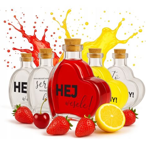 Bouteille de mariage en forme de cœur, bouteille en verre de 250 ml avec impression, cadeau pour les invités (1/5)