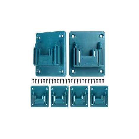 Lot de 6 Supports de Batterie pour Outils Makita 14–18V, Support de Fixation Mural avec Vis, Couleur Bleue (1/2)