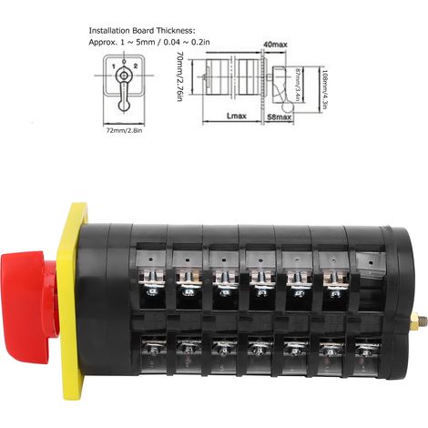 Commutateur rotatif universel à 12 positions 110-380 V 16 A LW5D-16TM707/7 (1/4)