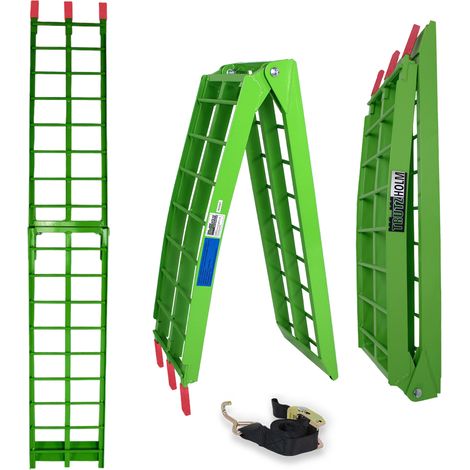 TRUTZHOLM 1x Auffahrrampe klappbar 180 cm Traglast 340 kg Alu grün Riffelstab Verladerampe (1/5)