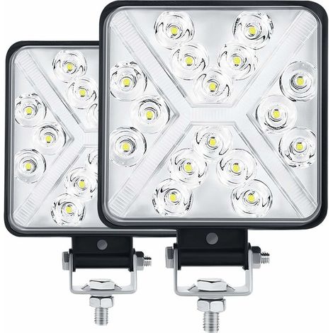 Pair 4 Inch LED Tractor Work Light 300W 12000LM 6000K 4x4 LED Headlight IP67 Motorcycle Additional LED Lights 8D Square Lens Extremely High Brightness for Tractor SUV Truck Garage , yard (1/5)