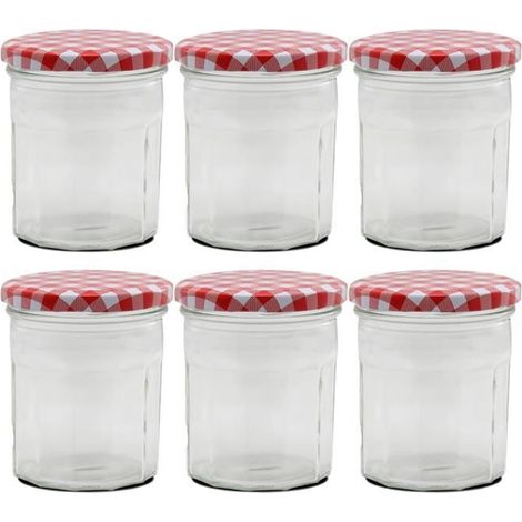 Lot de 6 bocaux hermétiques, bocal pot conservation de confiture, capacité 185 ml - Diamètre 7 x Hauteur 8.5 cm (1/4)