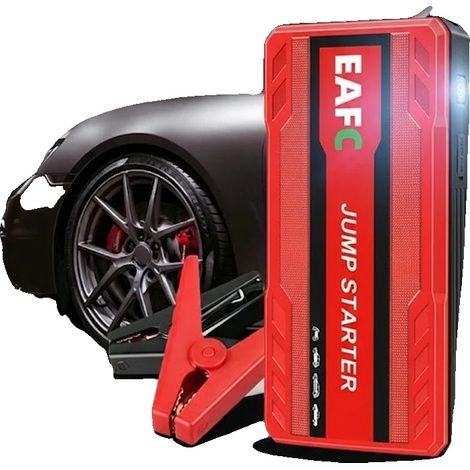 Démarreur de voiture portable, 600 A de courant de crête, chargeur USB double, Rouge (1/2)
