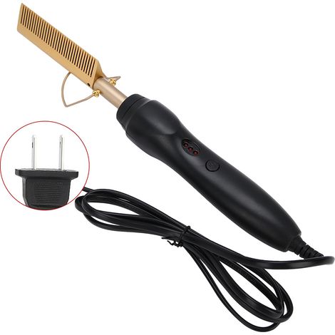 Peigne chauffant électrique multifonction pour lissage et bouclage des cheveux, fer à friser 110V (prise US) (1/5)
