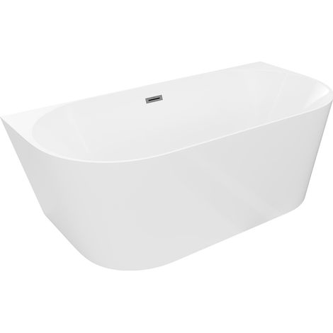 Mexen Oval Slim freistehende an der Wand stehende Badewanne 170 x 80 cm, weiß, Überlauf Gun Gray gebürstet - 52661708000-66 (1/5)