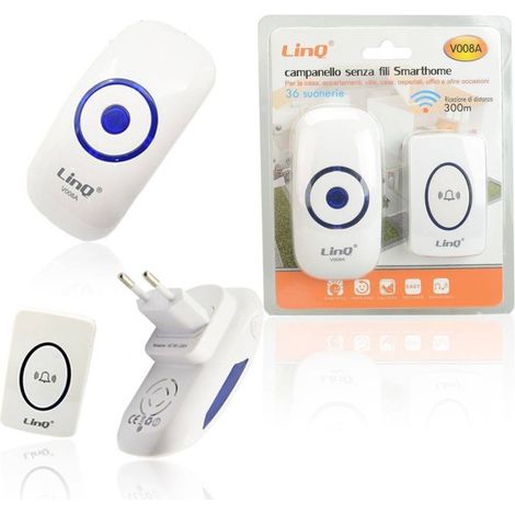Trade Shop - Timbre Inalámbrico Smarthome Con Receptor 200-300m Para Interior Exterior V008a - (1/2)