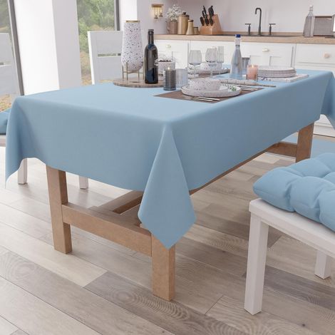 Nappe de Table rectangulaire, Nappe élégante, Nappe de Couleur Unie en Coton, Couvre-Table de Cuisine, Nappe Bleue X12 Places (140 x 240 cm), 100% fabriquée en Italie (1/4)