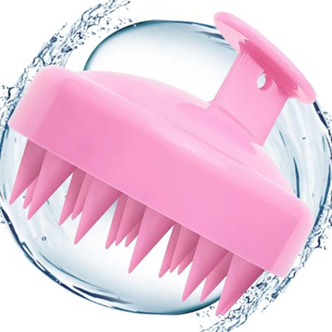 Brosse de massage du cuir chevelu [Utilisation sur cheveux secs ou mouillés], brosse à shampoing, rose
