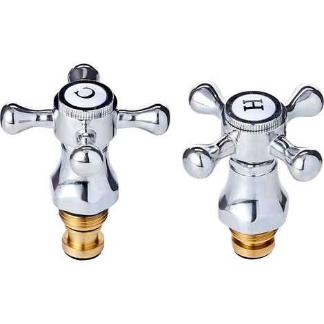 Kit de conversion de robinet de lavabo style victorien, têtes croisées, raccord 1/2" chromé