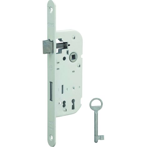 THIRARD - Lot de 50 serrures NF encastrables pour porte de chambre, axe 40mm, bouts ronds, blanc, 1 clé - THIRARD (1/2)