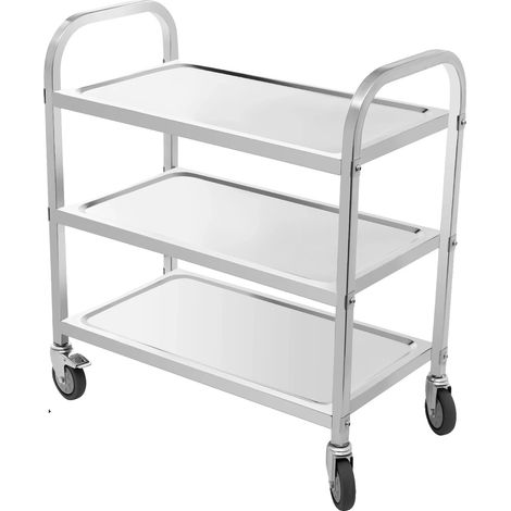 Küchenwagen, robuster Edelstahl, geräumiger Stauraum, Silber (1/2)