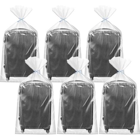 Lot de 6 grands sacs transparents en PEBD (90 x 120 cm) pour bagages, valises, chaises, matelas, tableaux, armoires et rangement (1/5)