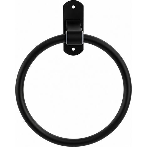 Anneau porte-serviettes mural rond noir, porte-serviettes moderne pour salle de bain (1/4)