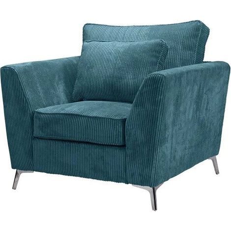 Fauteuil Isla velours côtelé bleu (1/5)