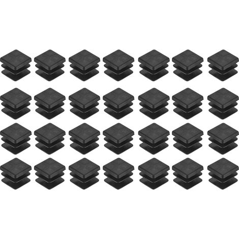 28 Pièces Bouchons Carrés en Plastique, 18mm x 18mm x 14mm Hauteur pour 14-16mm Tuyau Pied de Chaise Bouchons Embouts Carrés d'extrémité de Protection en PE pour Tables, Noir (1/5)