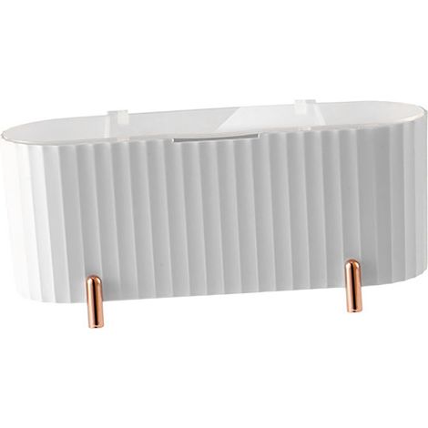 Organiseur de bureau pour maquillage Boîte de rangement élégante avec compartiments multiples et couvercle pour vernis, poudre, éponge PP, PS Blanc (1/5)