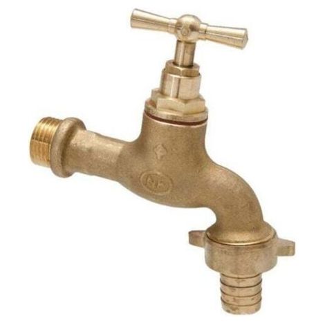 Robinet d'arrosage mâle 1/2" NF en laiton brut avec embout 3/4" – Raccord haute résistance pour tuyaux jardin