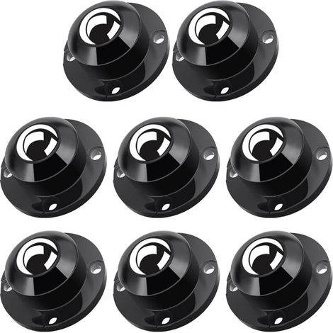 Universelle 2,5 cm Stahl-Lenkrollen für Haushaltsgeräte, Tragfähigkeit 12,7 kg pro Rad (8 Stück, schwarz) (1/4)