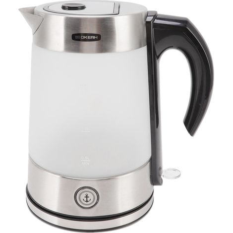 Bouilloire électrique 1,7 L en verre borosilicate, arrêt automatique, pour thé et café, prise européenne 220-240 V. (1/5)