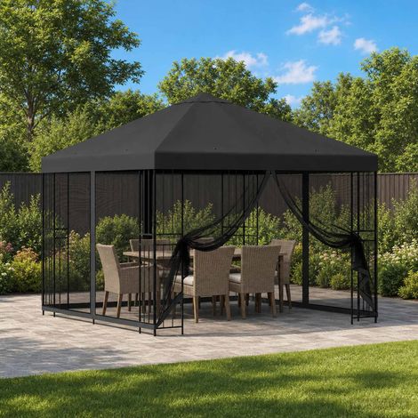Teenpull – Garten Pavillon mit Seitenwänden 3 x 3 m Anthrazit (1/5)