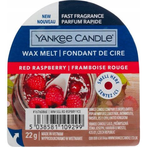 Bougie Yankee Candle rouge à la framboise, cire parfumée, 22 g (1/4)