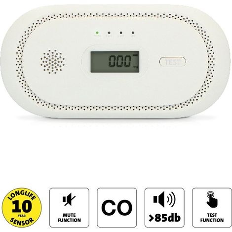Alecto - detector de monóxido de carbono con sensor de 10 años y pantalla - coa2650 - 8711902072591