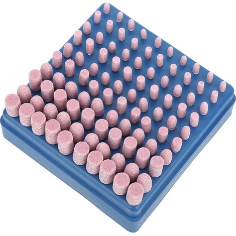 100 Stück rosa Schleifkopf aus geschmolzenem Aluminiumoxid, Schleif- und Polierwerkzeug, Körnung 80, 3 mm Schaft (1/5)