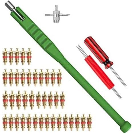 Démonte obus de Valve Outil Reparation/Outils pour Valves Pneus Core Remover avec 40 pcs Voiture Remplacement - (1/5)