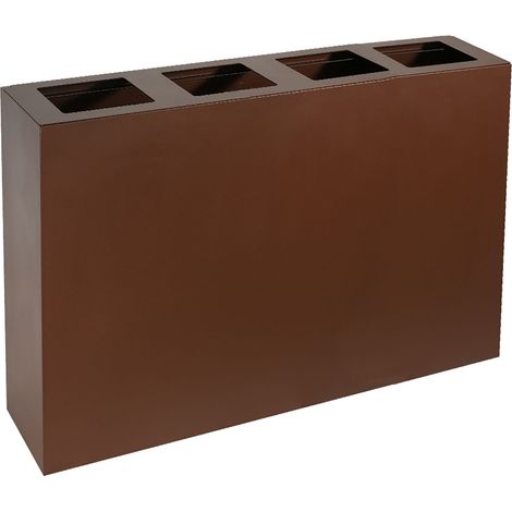 Pattumiera per Raccolta Differenziata 4 Scomparti Capacità 240 lt 120x30x80 cm in Acciaio Corten (1/3)