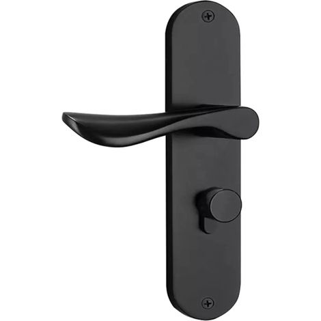 Cerradura Negra MINKUROW, Cerradura De Puerta De Dormitorio, Cerradura De Puerta De Aluminio Interior Para Dormitorio, Cerradura De Puerta De Baño De Madera Maciza (Negro) (1/5)