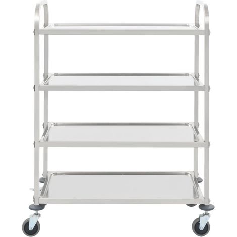 Maison Exclusive - Carrito de cocina de 4 alturas acero inoxidabl