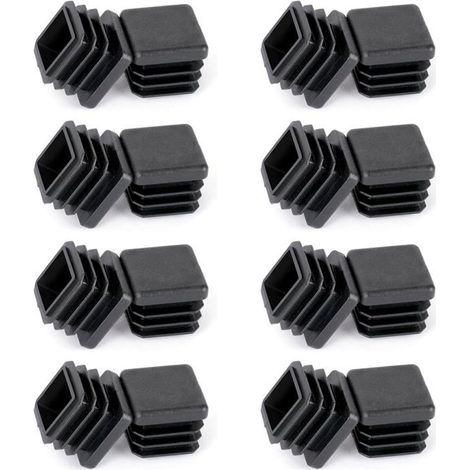 Bouchons carrés 16x16mm Lot de 16 Plastique PE noir Protection des sols et des meubles Pour chaises (1/5)