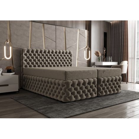 Lit Boxspring Figo Ii - Rose - 200x200 Cm - Lit Moderne - Lit Élégant - Matelas À Ressorts Ensachés (1/4)
