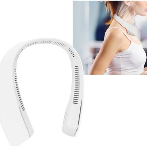 Ventilateur électrique sans pales, ventilateur de cou USB grande capacité, petit ventilateur portable pour les voyages et le sport (blanc) (1/5)