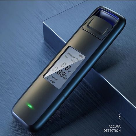 Elektronischer Alkoholtester, staubdichtes Design, über USB wiederaufladbarer tragbarer Alkoholtester mit LCD-Display, zugelassener elektronischer Alkoholtester (schwarz)—— (1/4)