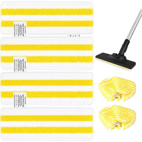 Lot de 6 Recharges Lavables et Réutilisables, Compatible avec Nettoyeur Vapeur SC2 SC3 SC4 SC5 EasyFix – 4 Serpillères de Sol + 2 Embouts de Remplacement (1/5)