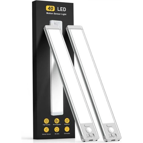 10-inch Under Cabinet Lighting, 2-Pack Indoor Motion Sensor Charging Lights, 5-Level Dimmable Magnetic Light, Wireless Under Cabinet Lighting (1/4)