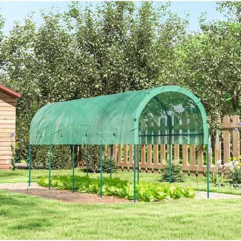 Serra tunnel 400x120x170 cm in acciaio verde, facile da montare per orto FloraGrace (1/5)