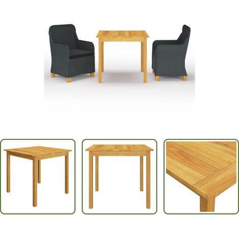 vidaXL Salle à manger extérieure - Ensemble à manger de jardin 3 pcs Gris foncé (1/5)
